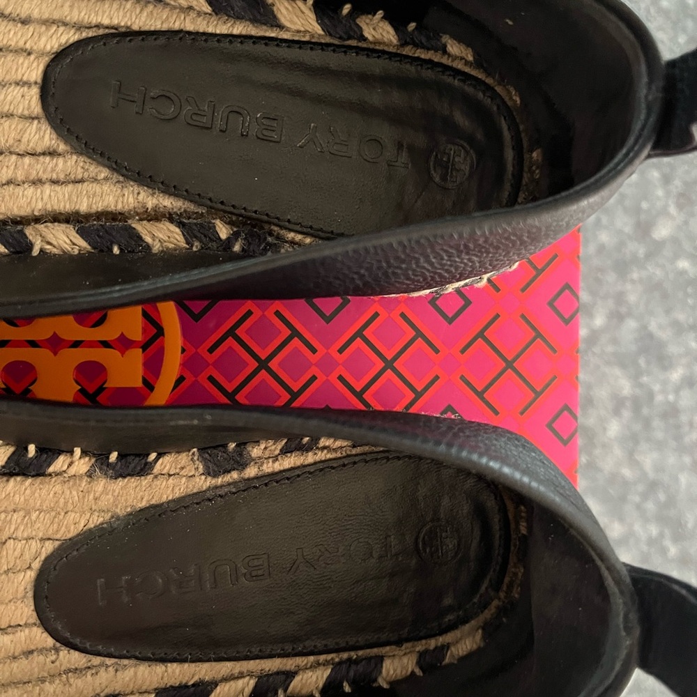 Tory Burch Black and Cream Logo Espadrille Flats - Picture 3 of 6